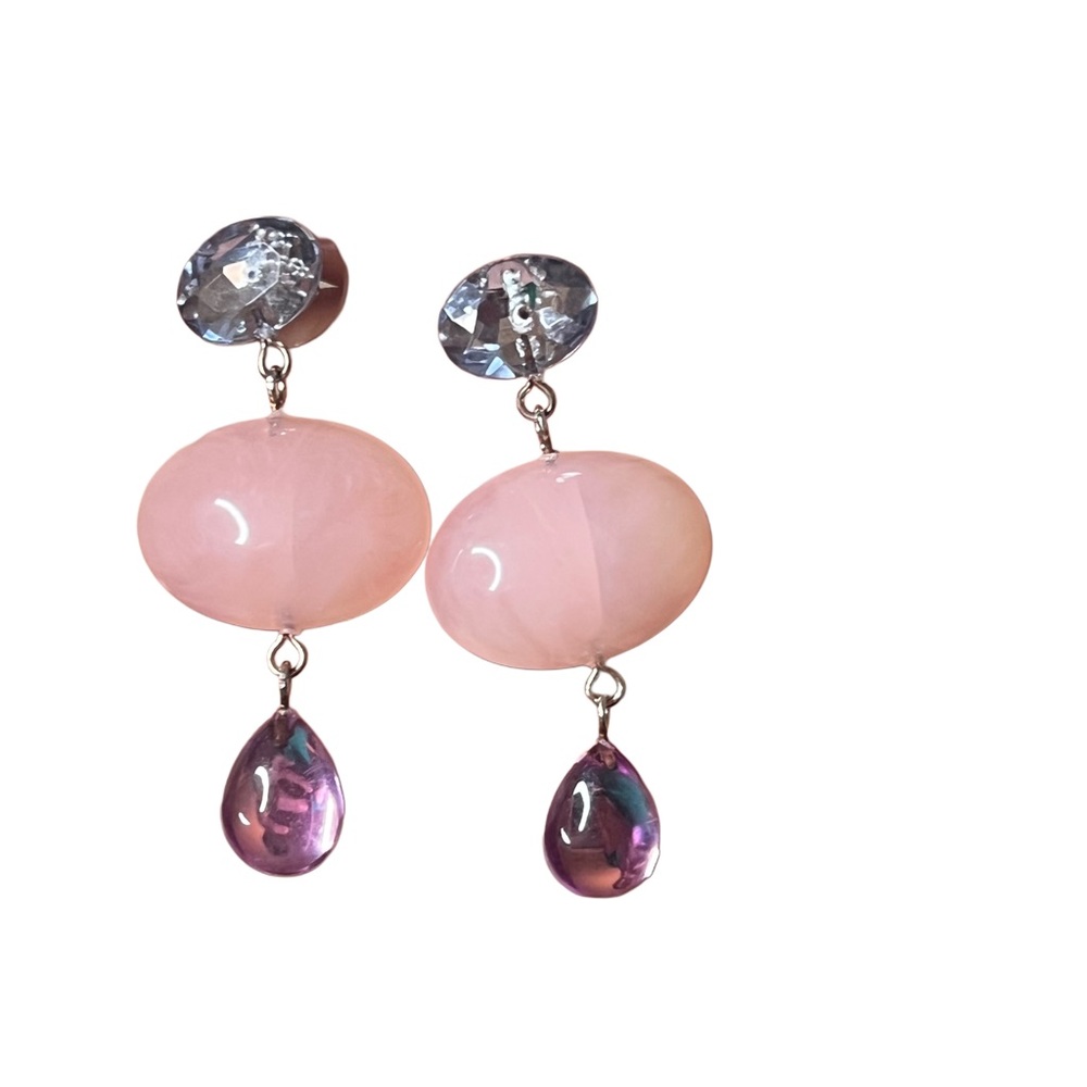 Pink Purple and Blue Drop Earrings